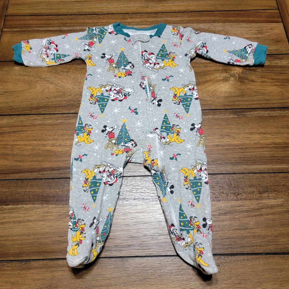 Disney Infant Body Suit w/ Footies Mickey & Minnie Christmas - Size 6/9M